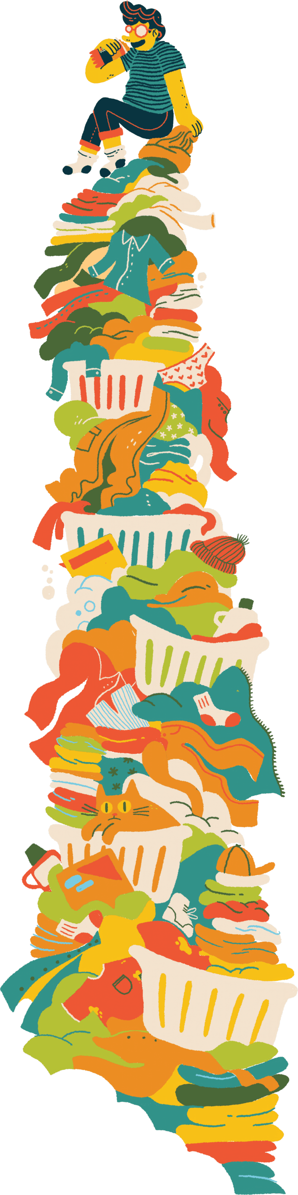 Lessive Kind Illustration d’une personne portant des lunettes et mangeant une barre ...
